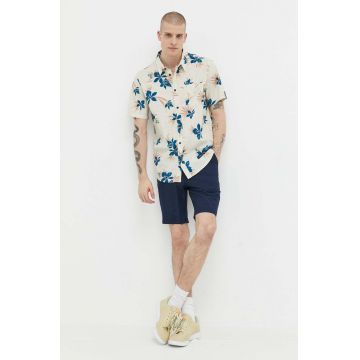 Quiksilver camasa din bumbac barbati, culoarea alb, cu guler clasic, regular