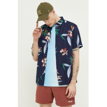 Superdry camasa barbati, culoarea albastru marin, cu guler clasic, regular