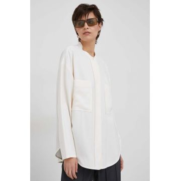 United Colors of Benetton camasa femei, culoarea bej, relaxed