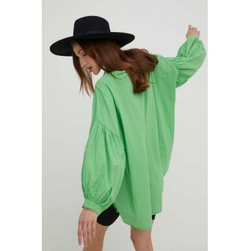 Answear Lab camasa din bumbac femei, culoarea verde, relaxed