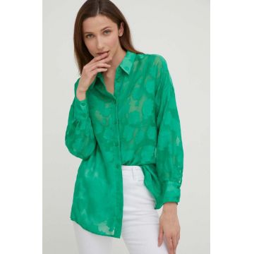 Answear Lab camasa femei, culoarea verde, cu guler clasic, relaxed