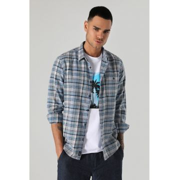 Camasa slim fit de bumbac in carouri Camasa slim fit de bumbac in carouri