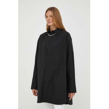G-Star Raw camasa femei, culoarea negru, cu guler clasic, relaxed