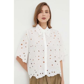 Ivy Oak camasa femei, culoarea alb, cu guler clasic, regular