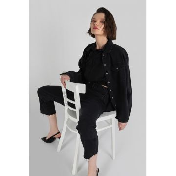 Jacheta-camasa de denim cu buzunare pe piept