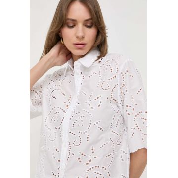 MAX&Co. camasa din bumbac femei, culoarea alb, cu guler clasic, regular