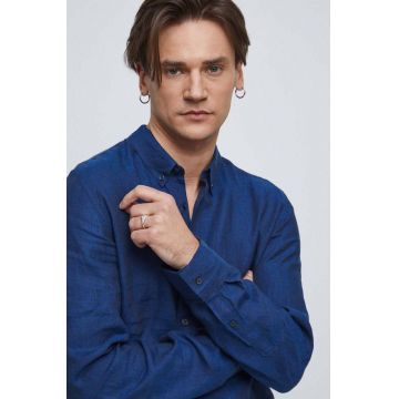 Medicine camasa de in culoarea albastru marin, cu guler button-down, slim