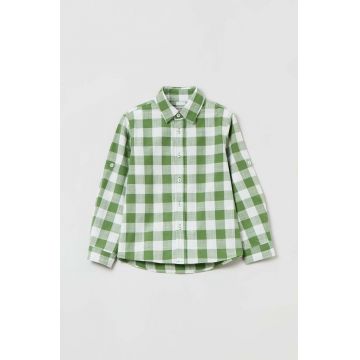 OVS camasa de bumbac pentru copii culoarea verde
