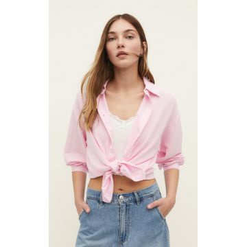 Stradivarius Cămașă Cu In Roz Aprins M