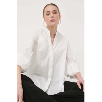 Weekend Max Mara camasa din bumbac femei, culoarea bej, relaxed