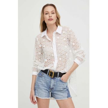 Answear Lab camasa din bumbac femei, culoarea alb, cu guler clasic, regular