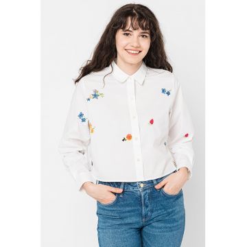 Camasa crop cu broderii