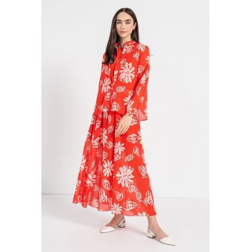 Camasa cu model floral si guler Mao