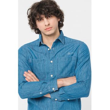 Camasa de denim cu buzunare pe piept Austin