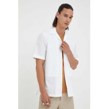 G-Star Raw camasa din bumbac barbati, culoarea alb, regular
