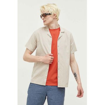 Hollister Co. camasa din bumbac barbati, culoarea bej, regular