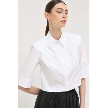 Karl Lagerfeld camasa din bumbac KL x Ultimate ikon femei, culoarea alb, cu guler clasic, relaxed