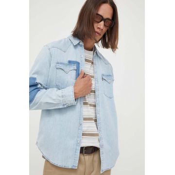 Levi's camasa jeans barbati, cu guler clasic, regular