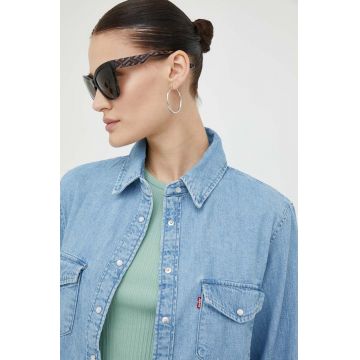 Levi's camasa jeans femei, cu guler clasic, regular