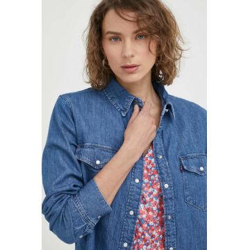 Levi's camasa jeans femei, cu guler clasic, regular