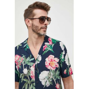 Lindbergh camasa barbati, culoarea albastru marin, relaxed