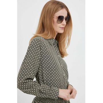 Pepe Jeans camasa femei, culoarea verde, cu guler clasic, regular