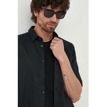 Sisley camasa de in culoarea negru, cu guler clasic, regular
