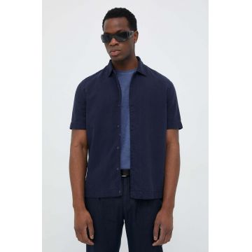 United Colors of Benetton camasa barbati, culoarea albastru marin, cu guler clasic, regular