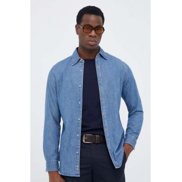 United Colors of Benetton camasa jeans barbati, cu guler clasic, regular