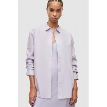 AllSaints camasa din bumbac Sasha femei, culoarea violet, cu guler clasic, relaxed