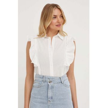 Answear Lab camasa din bumbac femei, culoarea alb, cu guler clasic, regular