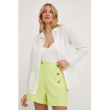 Answear Lab camasa din bumbac femei, culoarea alb, cu guler clasic, regular