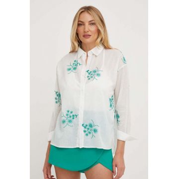 Answear Lab camasa din bumbac femei, culoarea alb, cu guler clasic, relaxed