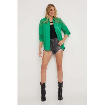 Answear Lab camasa femei, culoarea verde, cu guler clasic, regular