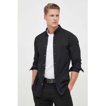 Armani Exchange camasa barbati, culoarea negru, cu guler button-down, slim