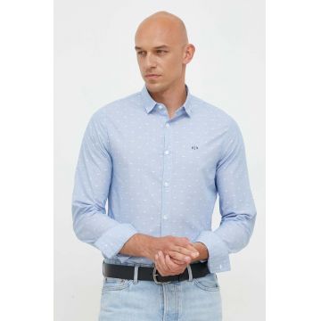 Armani Exchange camasa din bumbac barbati, cu guler clasic, slim