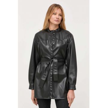Armani Exchange camasa femei, culoarea negru, relaxed