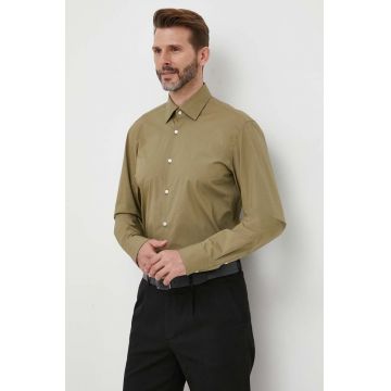 BOSS cămașă bărbați, culoarea verde, cu guler clasic, slim 50469345