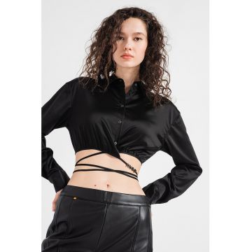 Camasa crop din satin