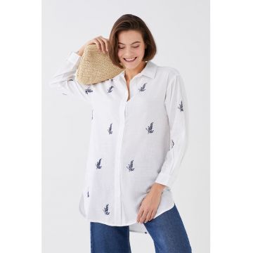 Camasa lejera de bumbac cu broderie