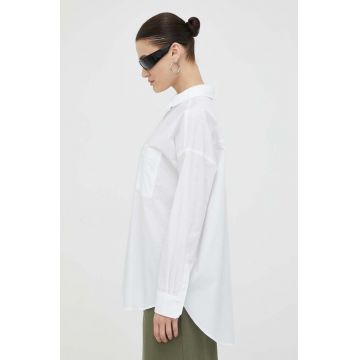 Drykorn camasa din bumbac femei, culoarea alb, cu guler clasic, relaxed