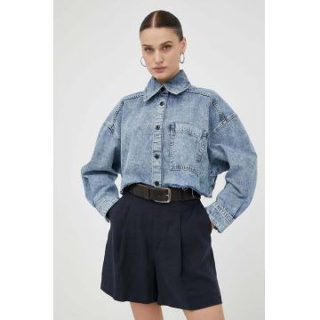 Drykorn camasa jeans femei, cu guler clasic, relaxed