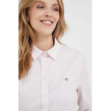 Gant camasa femei, culoarea roz, cu guler clasic, regular