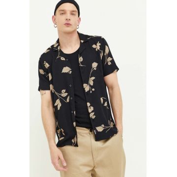 Hollister Co. camasa barbati, culoarea negru, regular