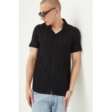 Hollister Co. camasa barbati, culoarea negru, regular