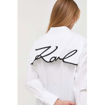 Karl Lagerfeld camasa din bumbac femei, culoarea alb, cu guler clasic, regular