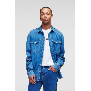 Karl Lagerfeld Jeans camasa jeans barbati, cu guler clasic, relaxed