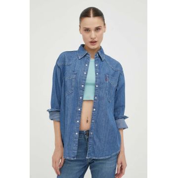 Levi's camasa jeans femei, cu guler clasic, relaxed