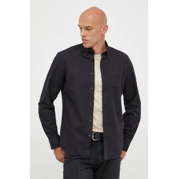 Marc O'Polo camasa din amestec de in culoarea negru, cu guler button-down, regular