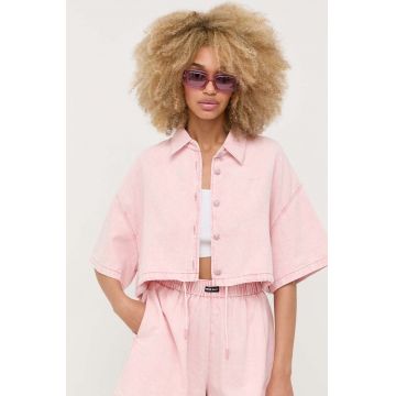 Miss Sixty camasa din bumbac femei, culoarea roz, cu guler clasic, relaxed